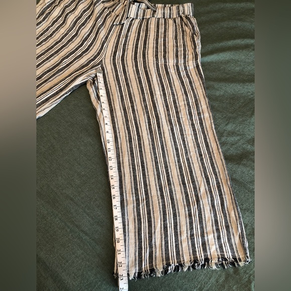Women’s Plus Size Striped Linen Blend Wide Leg Cropped Pants - Calson - 1X - Picture 9 of 13